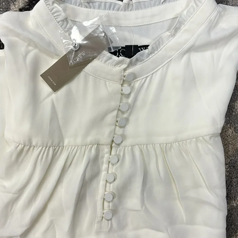 J. Crew Sleeveless button-front ruffleneck popover*